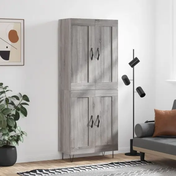 Oferta Witrynka szary dąb sonoma 69,5x34x180cm materiał drewnopochodny Lumarko! - Hurtownia wielobranżowa Lumarko